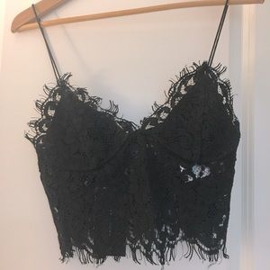 Zara Sexy Green Lace Crop Top